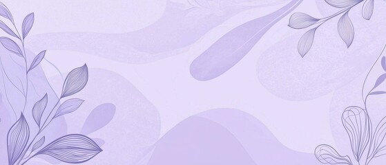 Lavender Abstract Background Elegant Floral Line Art and Soft Watercolor Wash Design
