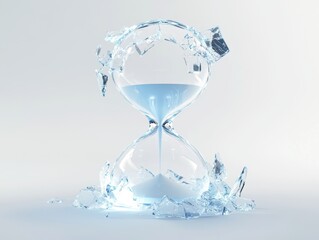 Shattering Glass Hourglass with Blue Sand
