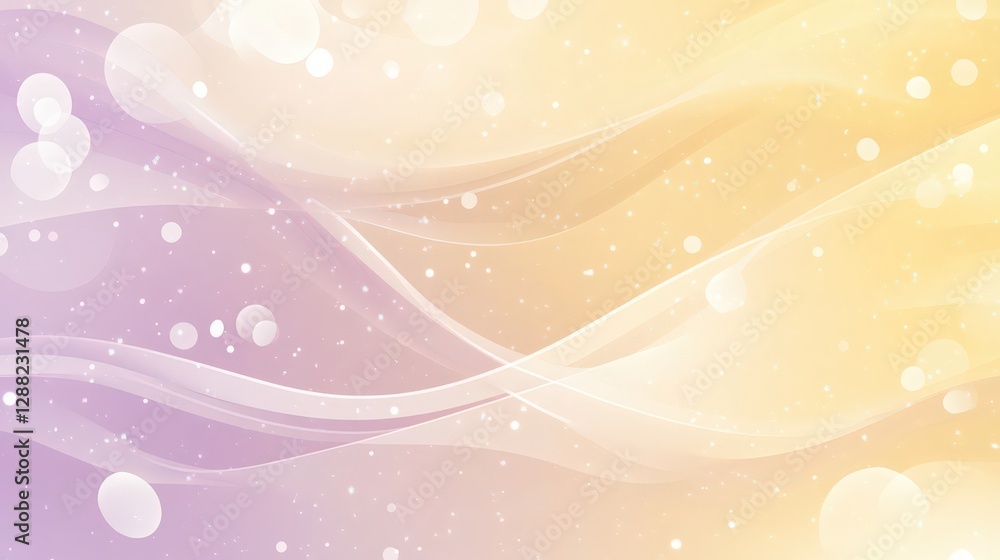 Poster elegant pastel background with flowing lines and bokeh lights design