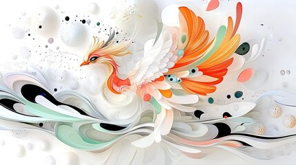 Obraz premium Majestic phoenix rising art studio digital artwork contemporary side view fantasy