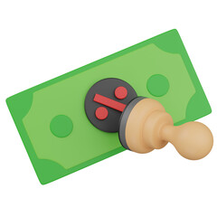 3d render  Discount Stamp on Money  illustration