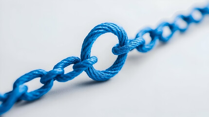 Blue Rope Chain Link on White Background