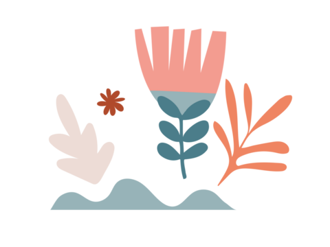 A modern interpretation of cartoon flowers incorporating geometric shapes and bold designs. easter and spring time - Powered by Adobe