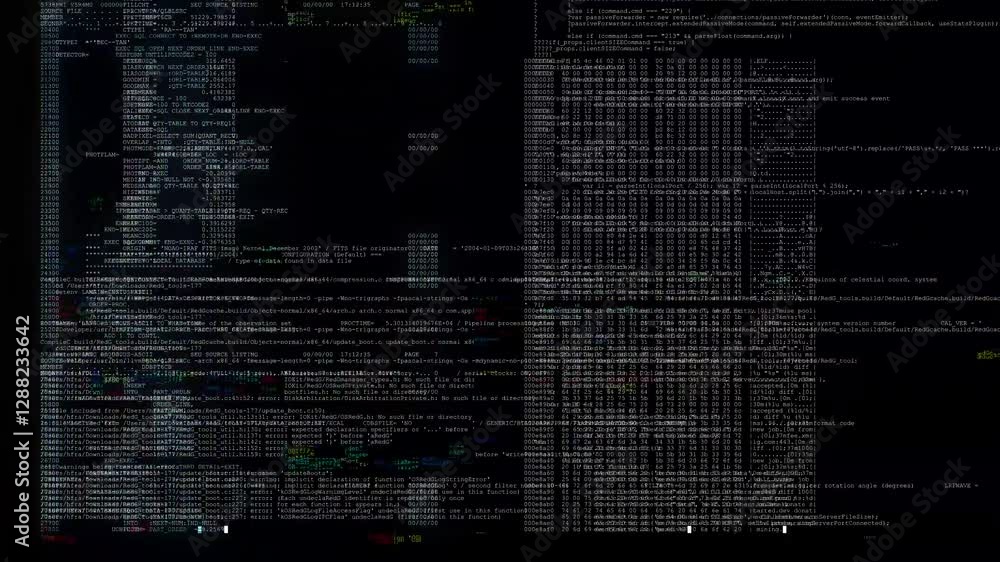 Poster fast running digital data on black screen with matrix glitch effects for cyberpunk style video proje