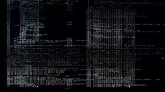 Fast running digital data on black screen with matrix glitch effects for cyberpunk style video projects. - Powered by Adobe