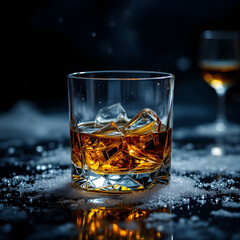 Chilled Elegance: A Glass of Whiskey on Ice