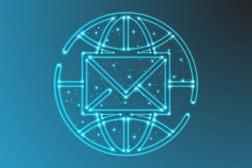 Futuristic Low Poly Gmail Envelope, Digital Email Icon, Glowing Neon Mail Symbol, Cyber Communication