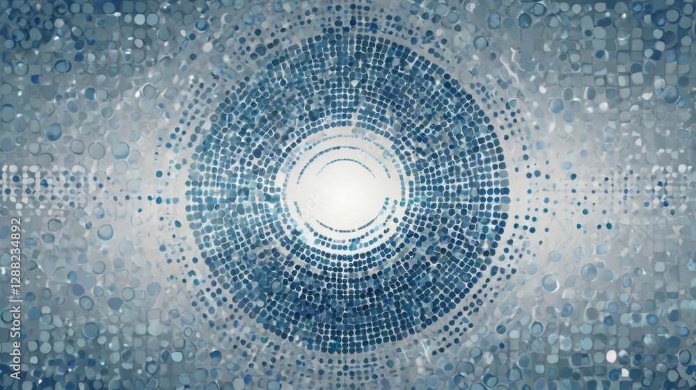 Aufkleber abstract blue halftone circle futuristic vector with intricate details and geometric patterns on a t
