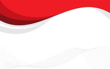 Vector Wavy Background Indonesia independence day greeting card design. Abstract Red and White Color