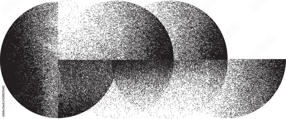 Poster prayed black half circles composition .graffiti art design . noise textured semi circles . spray eff
