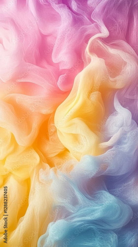 Aufkleber abstract swirl of colorful smoke in pastel shades, creating a dreamy and soft atmosphere. creative a