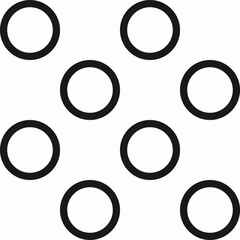 Seamless abstract geometric background with circles. Modern minimalist vector pattern with circular grid, polka dot, lattice, mesh or net. Black and white simple background texture for print.