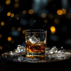 Chilled Elegance: A Glass of Whiskey on Ice