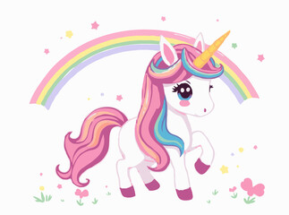 Enchanting Unicorn and Rainbow Illustration for Kids