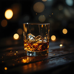 Chilled Elegance: A Glass of Whiskey on Ice