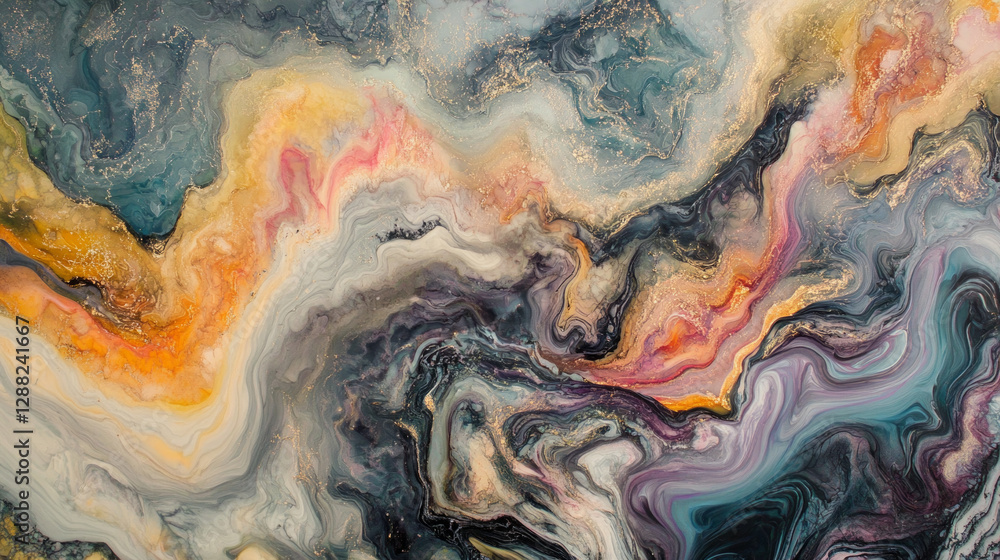 Poster liquid marble swirls create a mesmerizing blend of pastel tones with intricate patterns and depth