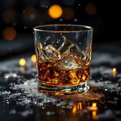 Chilled Elegance: A Glass of Whiskey on Ice