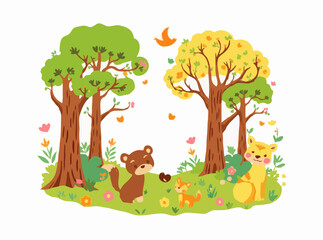 Fantasy Forest Animals in a Bright and Cheerful Style
