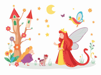 Colorful Fairy Tale Illustrations for Children's Books