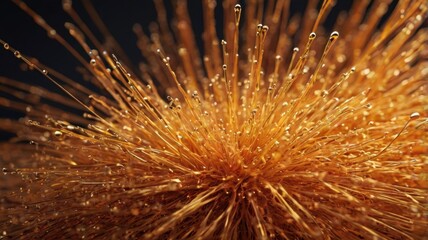 Naklejka premium Dynamic Abstract of Orange Optical Fiber Particles in 3D with Intricate Light and Sparkling Energy