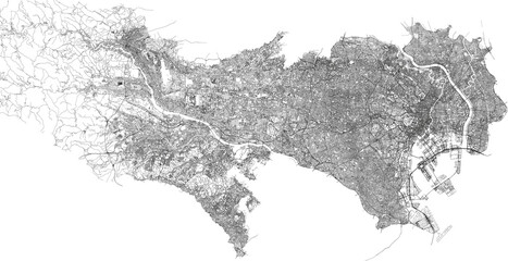 Map of Tokyo city transportation routes	