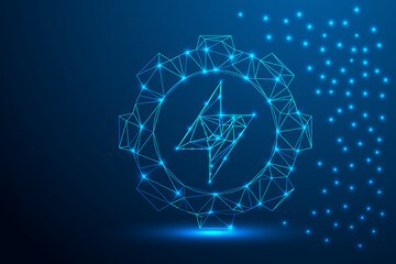 Futuristic Neon Lightning Bolt, Digital Energy Icon, Glowing Electric Power, Cyber Tech Spark, AI Symbol