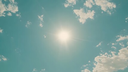 sunny sky with fluffy clouds