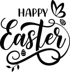 happy Easter Hand drawn calligraphy and brush pen lettering. design for holiday greeting card and invitation of the happy Easter day