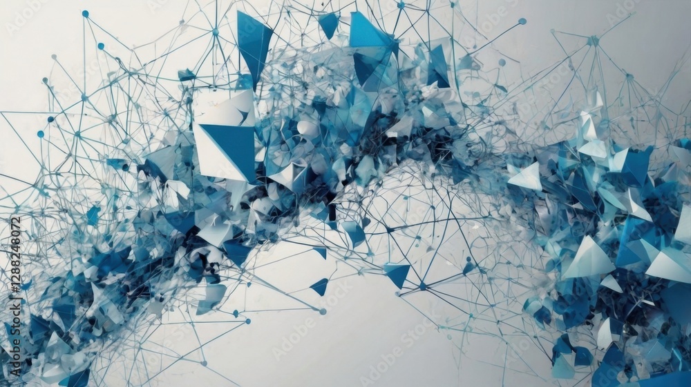 Poster abstract geometric design with blue triangles and lines on white background modern and creative art 