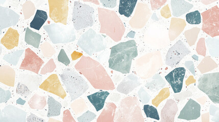 Soft pastel terrazzo texture showcasing muted colors in an artful pattern
