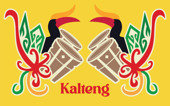 Kalimantan Tengah, Dayak, Kalteng, Borneo, Indonesia pattern and icon for festival logo vector