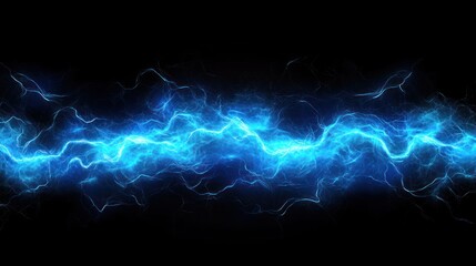 Fototapeta premium Abstract blue energy wave on black background.
