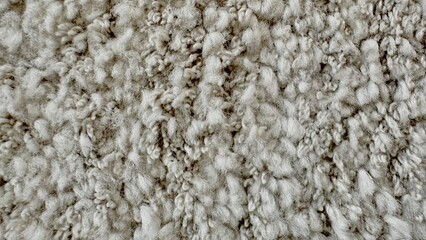 Soft and Fluffy Carpet Texture Close-up – Detailed Macro Shot of Beige Wool Rug with Cozy and Warm Fibers for Interior Design Background, Close Up, Selective focus