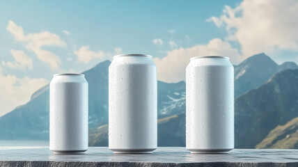 blank white cans for energy drink or beer mockups