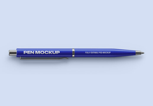 Realistic Pen Mockup Top View