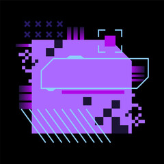 Glitch tech banner, futuristic cybernetic circuit board concept featuring a purple palette