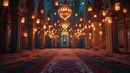 Obraz premium Glass of Tea and Plate of Dates: Serene Outdoor Setting with Architectural Elements and Warm Lighting