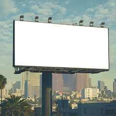 blank billboard on the street, Blank big billboard over blue sky, Put your own text here, LA cityscape billboard