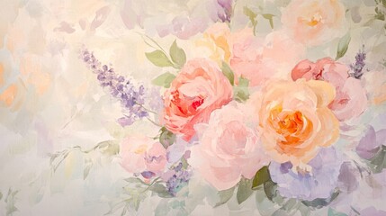 Elegant Watercolor Floral Arrangement with Soft Pastel Tones