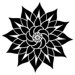 Flower with intricate petals silhouette vector illustration 