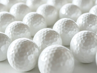 Golf balls arranged neatly on a smooth surface