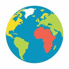 Globe with different continents highlighted vector illustration 