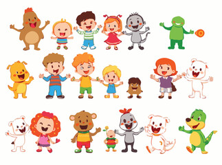 Joyful Cartoon Characters Bundle for Colorful Kids' Storytelling
