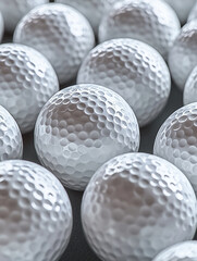 Golf balls arranged closely on a surface