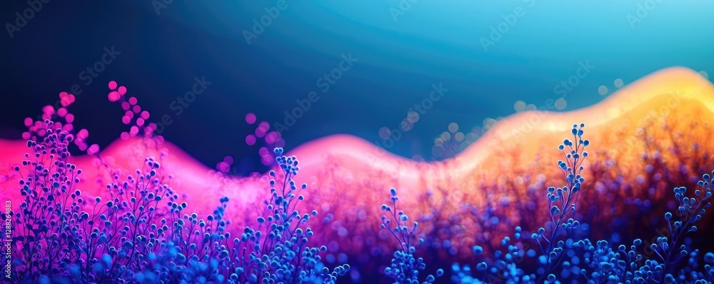 Poster ocean acidification idea. vibrant abstract floral wave design with colorful plants and soft gradient