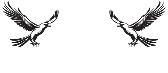Flying Eagle Silhouette in Monochrome Vector Art