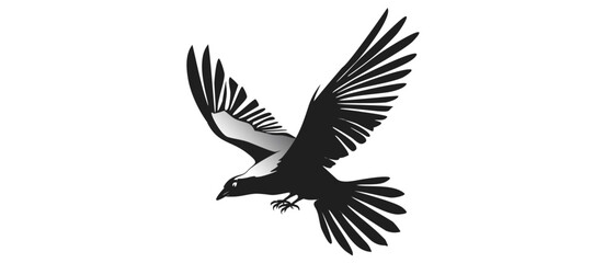 Fototapeta premium Flying Eagle Silhouette in Monochrome Vector Art
