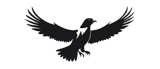 Flying Eagle Silhouette in Monochrome Vector Art