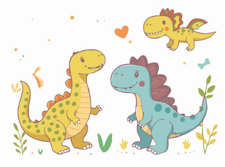 Adorable Dinosaur Friends - Fun Vector Elements for Kids' Storytelling