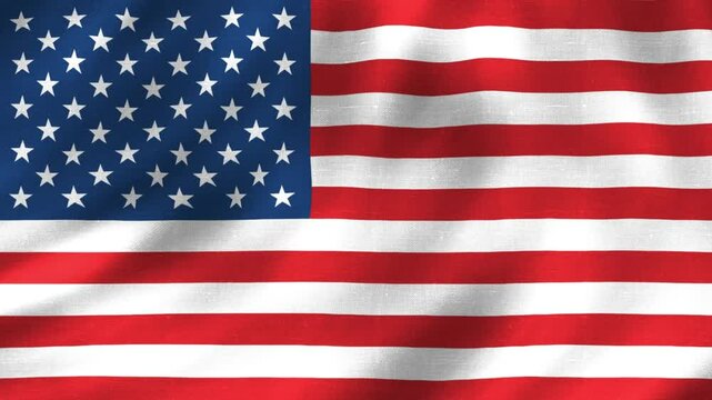 USA national flag background animation with wavy moving fabric pattern. 4K quality national flag footage